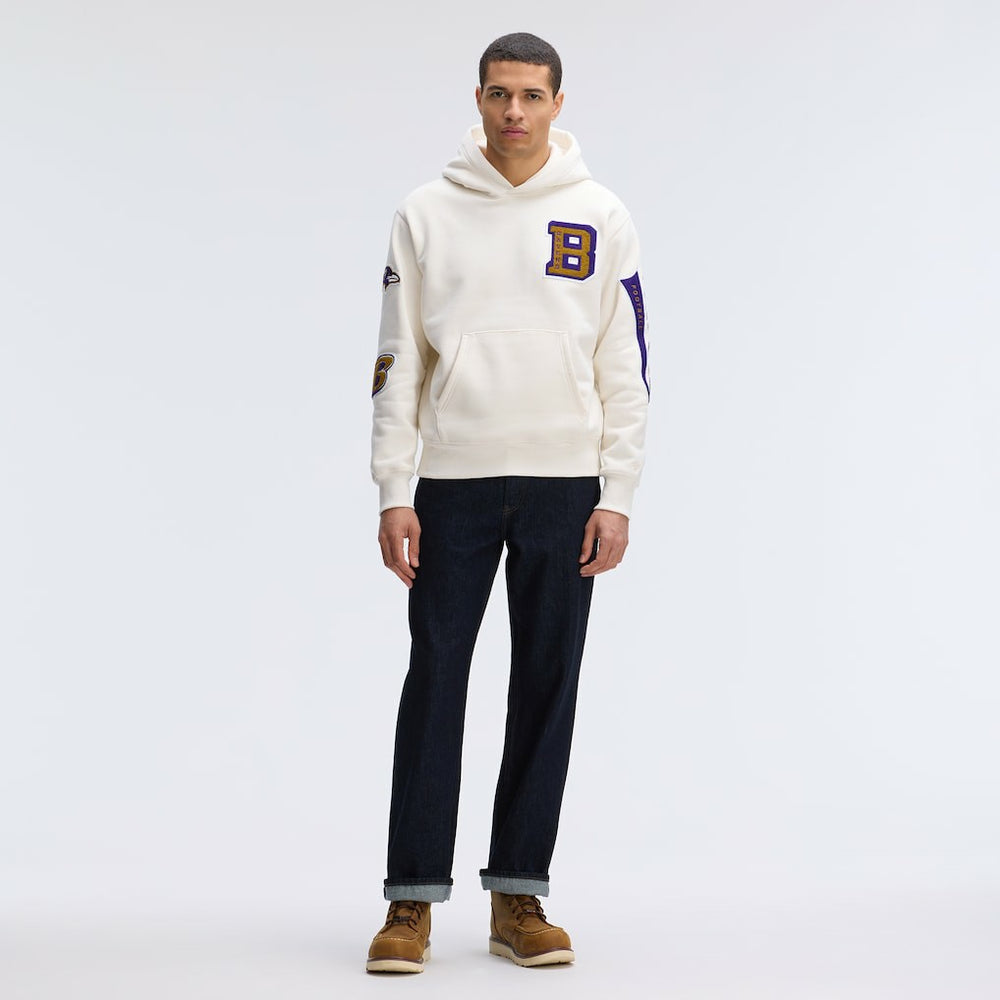 Fanatics Baltimore Ravens IconicFleece Letterman Hoodie Oatmeal
