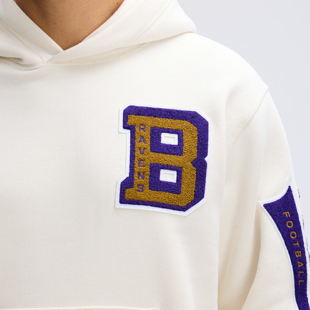 Fanatics Baltimore Ravens IconicFleece Letterman Hoodie Oatmeal