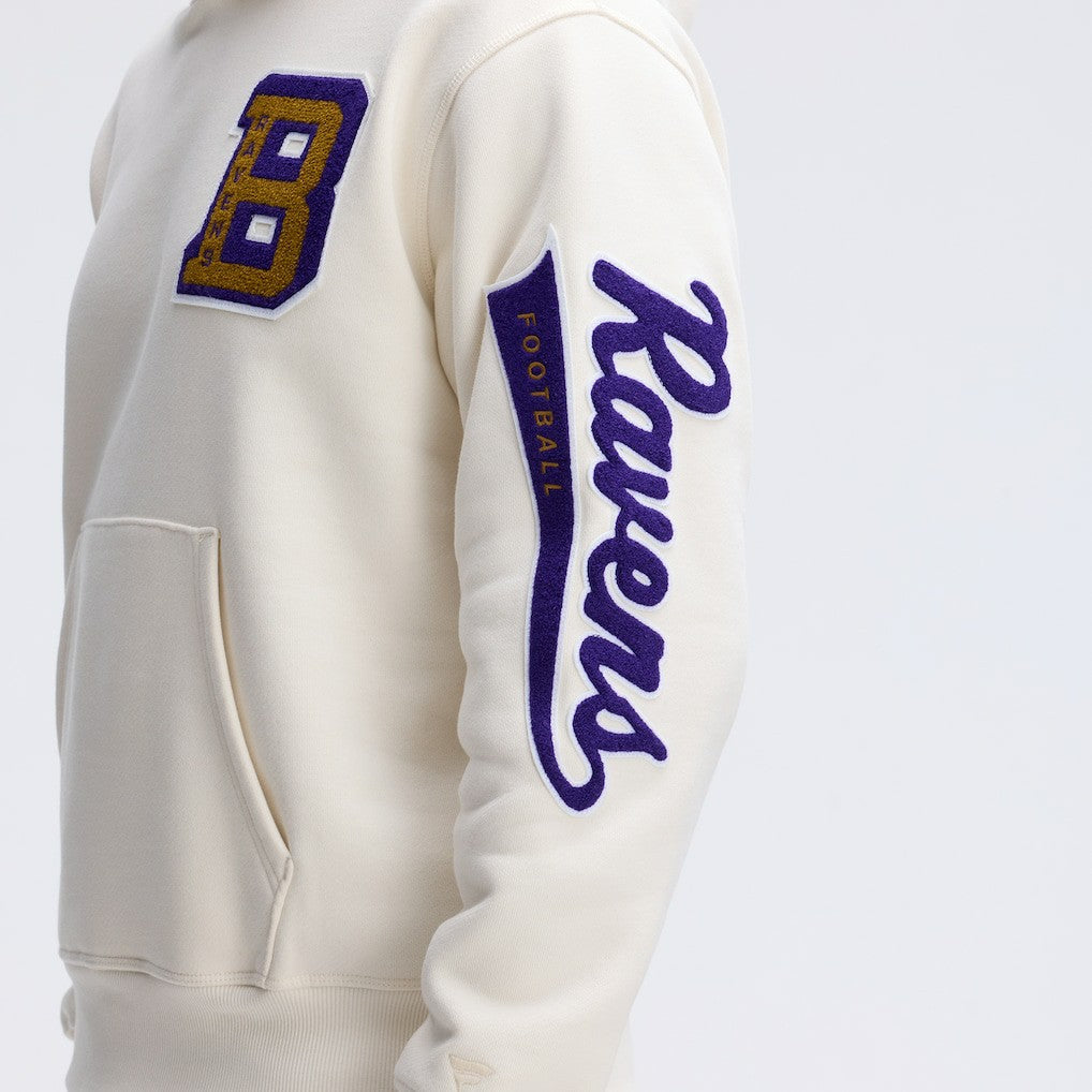 Fanatics Baltimore Ravens IconicFleece Letterman Hoodie Oatmeal