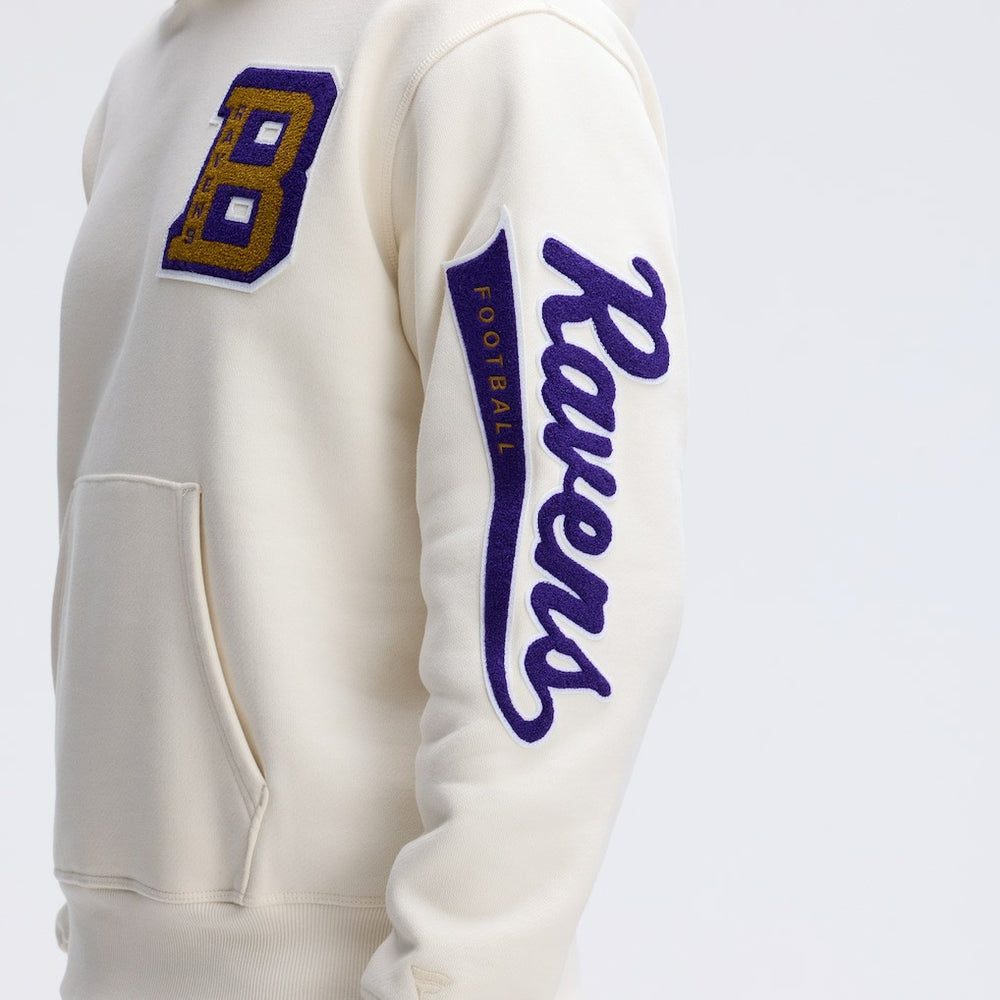 Fanatics Baltimore Ravens IconicFleece Letterman Hoodie Oatmeal
