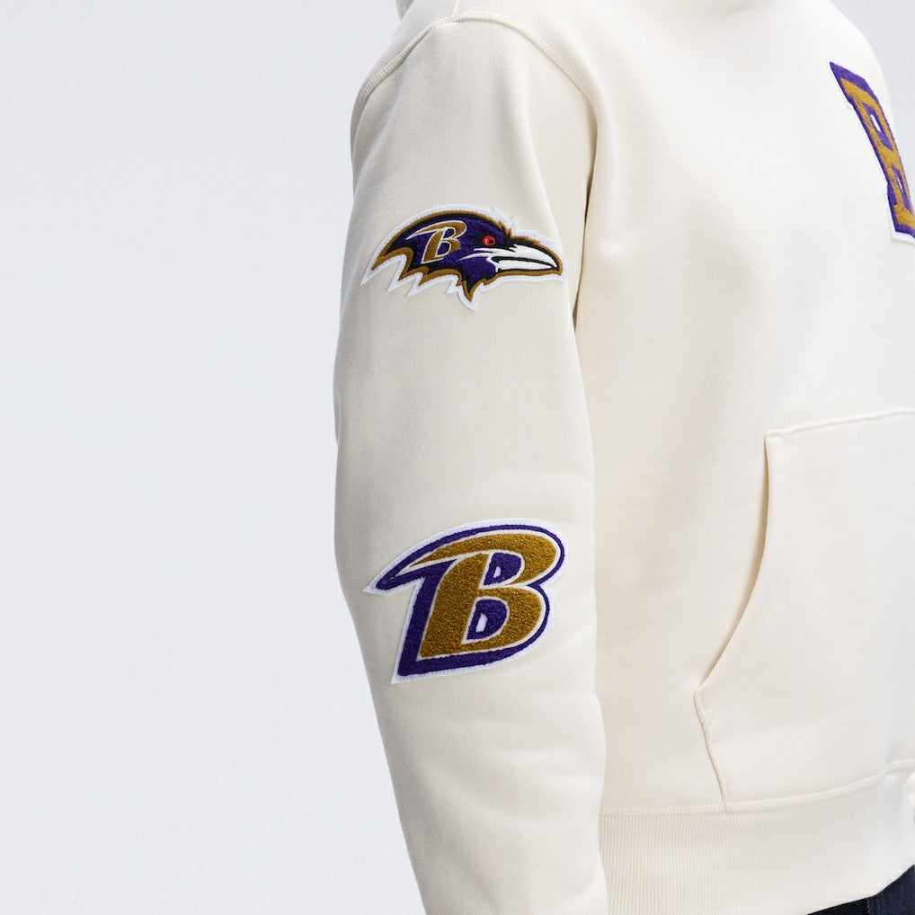 Fanatics Baltimore Ravens IconicFleece Letterman Hoodie Oatmeal