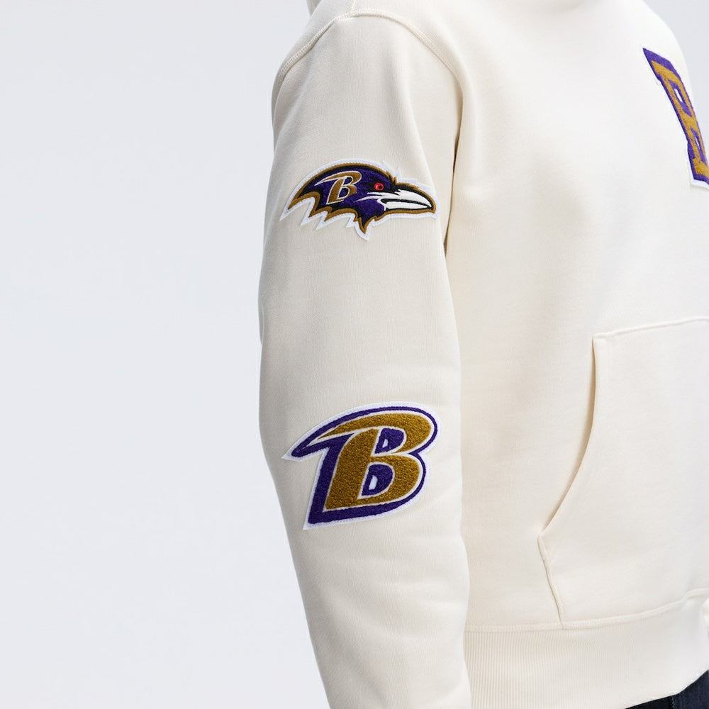 Fanatics Baltimore Ravens IconicFleece Letterman Hoodie Oatmeal