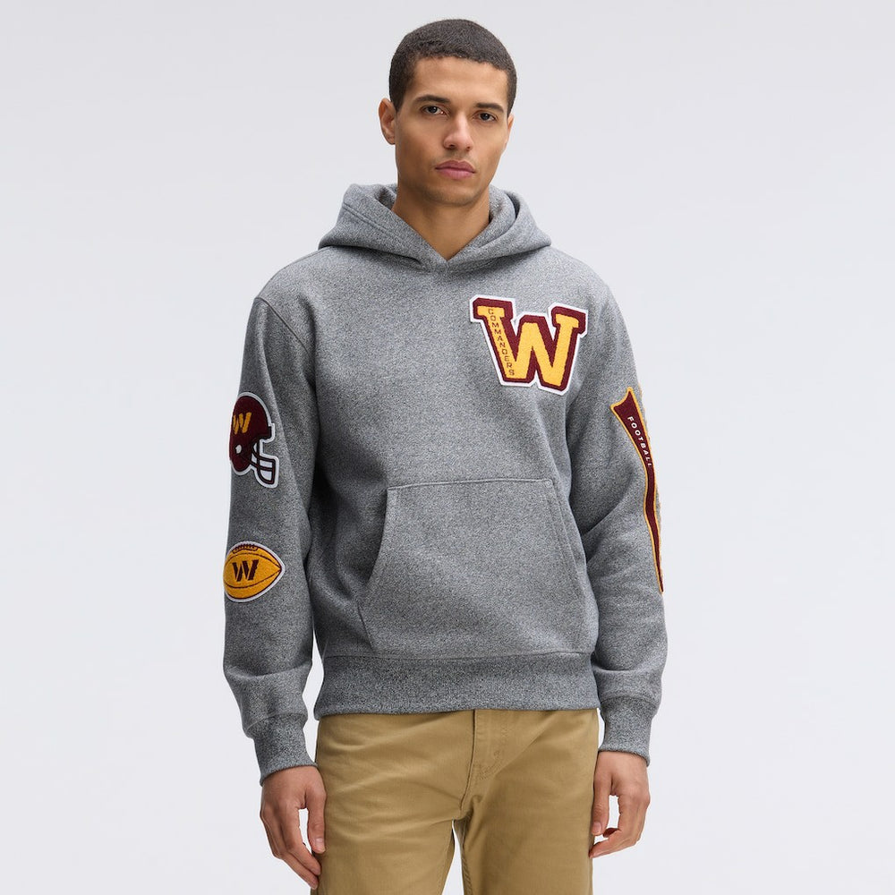 Fanatics Washington Commanders IconicFleece Letterman Hoodie Athletic Heather Gray