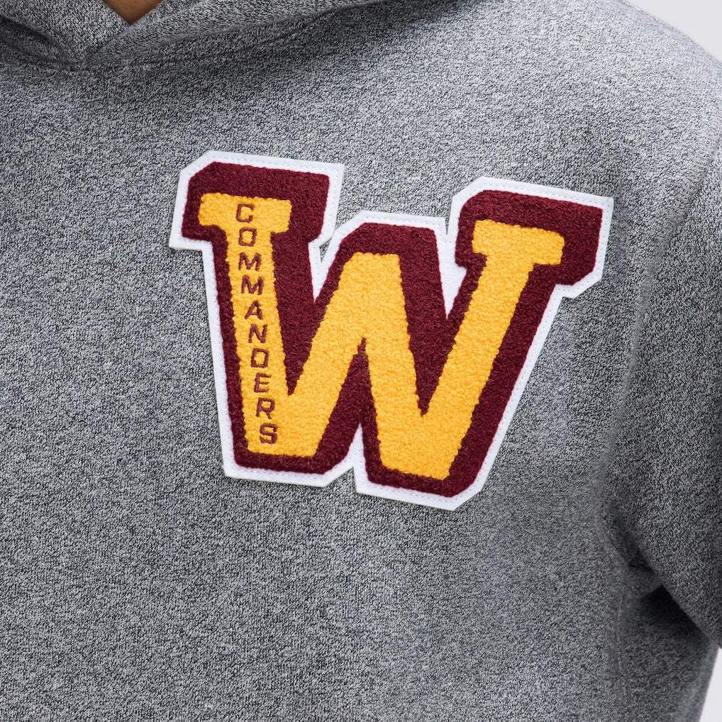 Fanatics Washington Commanders IconicFleece Letterman Hoodie Athletic Heather Gray