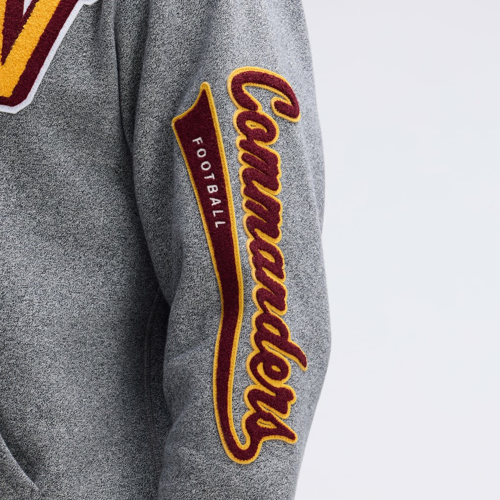 Fanatics Washington Commanders IconicFleece Letterman Hoodie Athletic Heather Gray