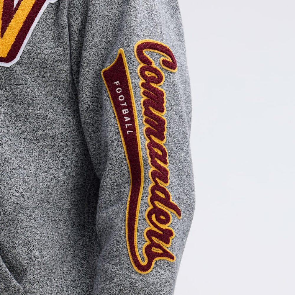 Fanatics Washington Commanders IconicFleece Letterman Hoodie Athletic Heather Gray