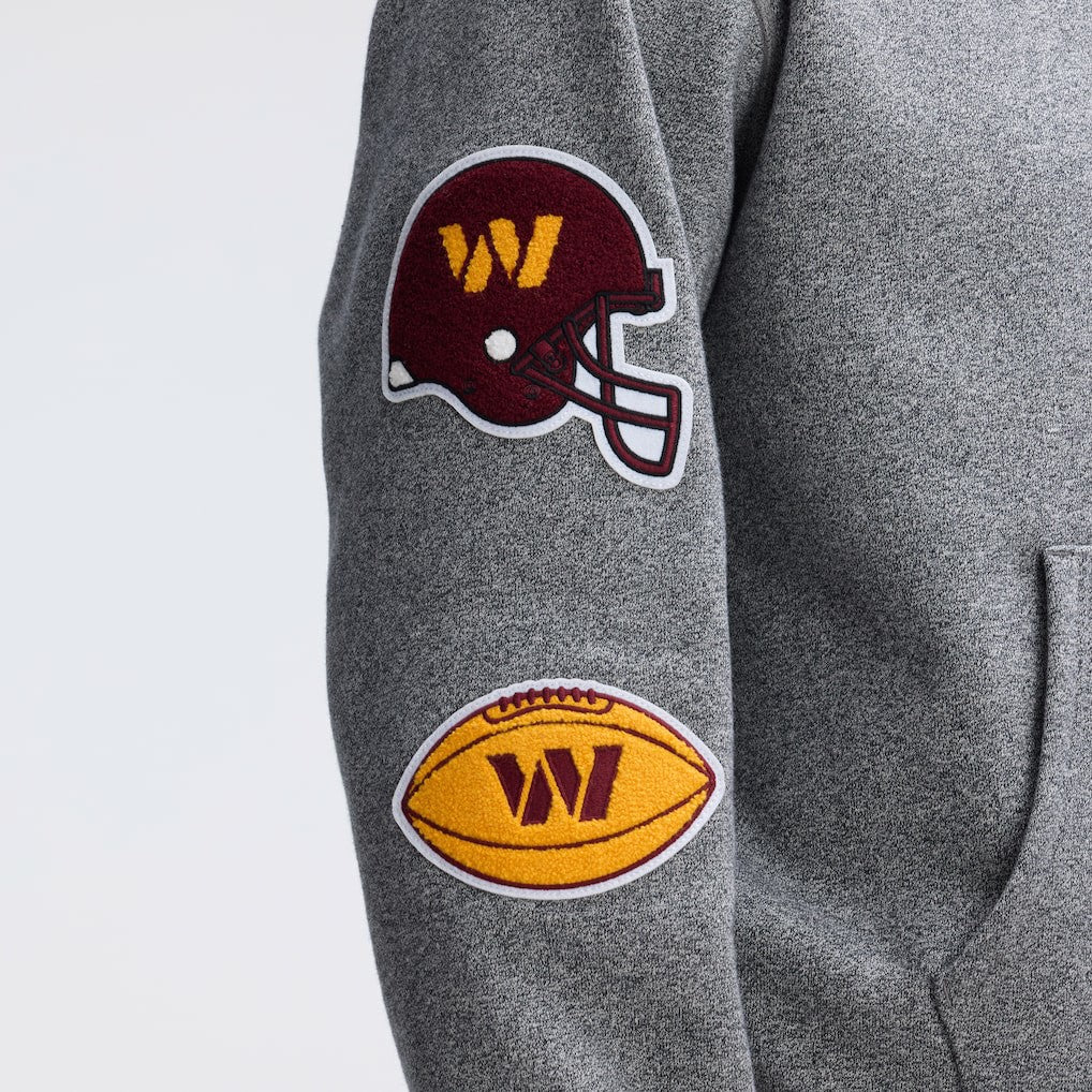 Fanatics Washington Commanders IconicFleece Letterman Hoodie Athletic Heather Gray
