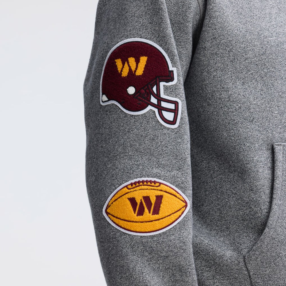 Fanatics Washington Commanders IconicFleece Letterman Hoodie Athletic Heather Gray