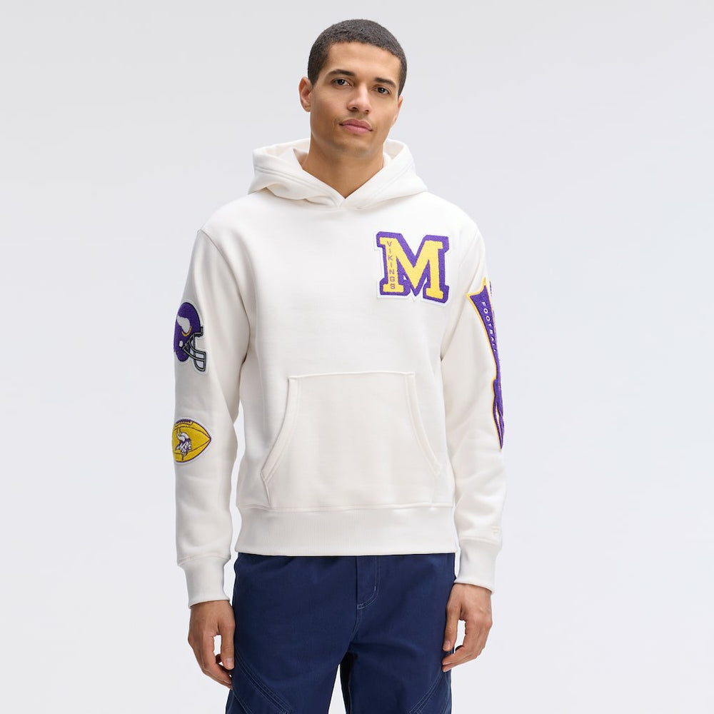 Fanatics Minnesota Vikings IconicFleece Letterman Hoodie Oatmeal