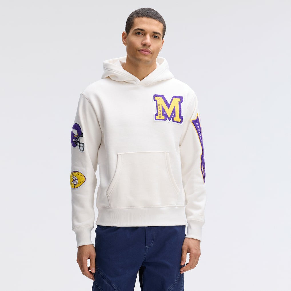 Fanatics Minnesota Vikings IconicFleece Letterman Hoodie Oatmeal