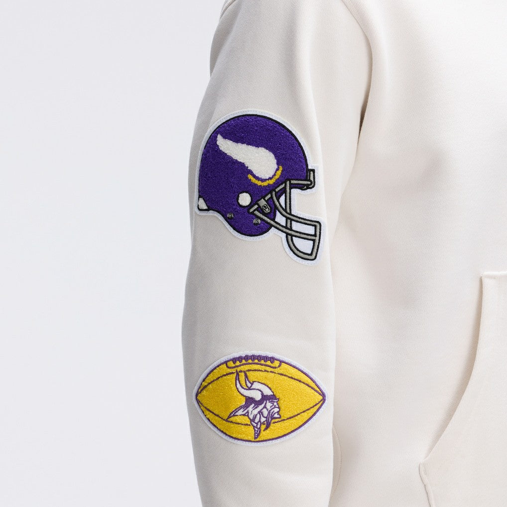 Fanatics Minnesota Vikings IconicFleece Letterman Hoodie Oatmeal