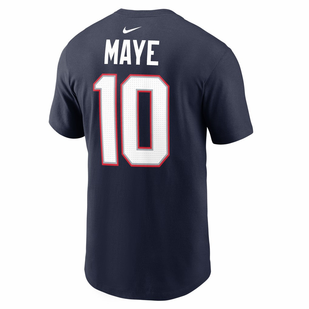 Nike Drake Maye New England Patriots Super Bowl LX Patch Name & Number T-Shirt Navy