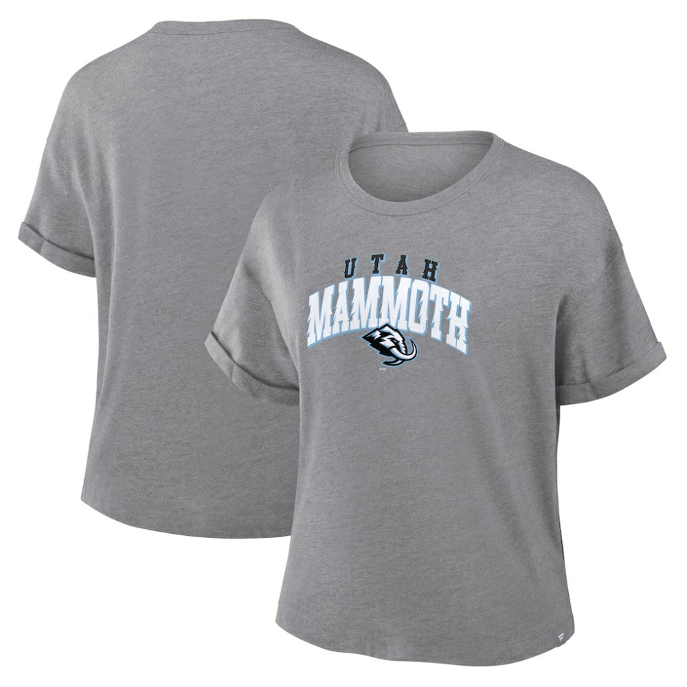 Utah Mammoth Fanatics Women's Tribute Tri-Blend Boxy T-Shirt - Heather Gray - NHL 2001700596