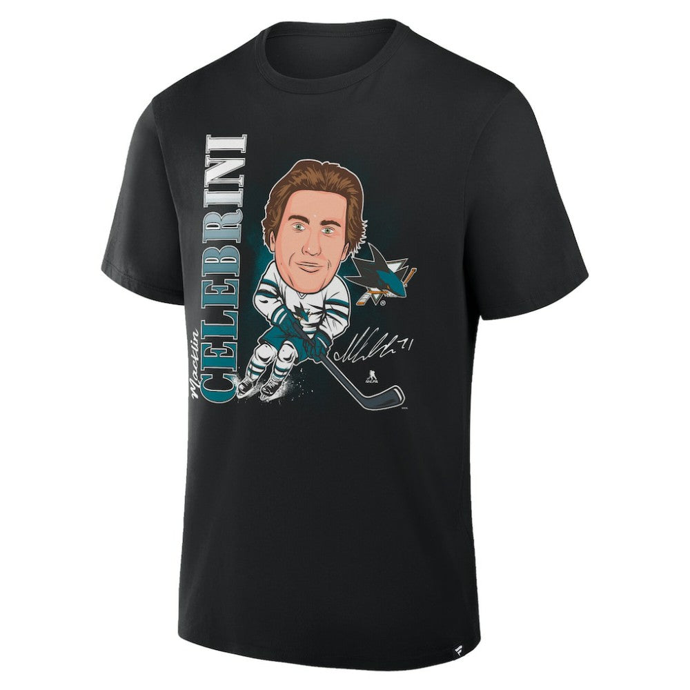 Macklin Celebrini San Jose Sharks Fanatics Caricature Player T-Shirt - Black - NHL 2001709056