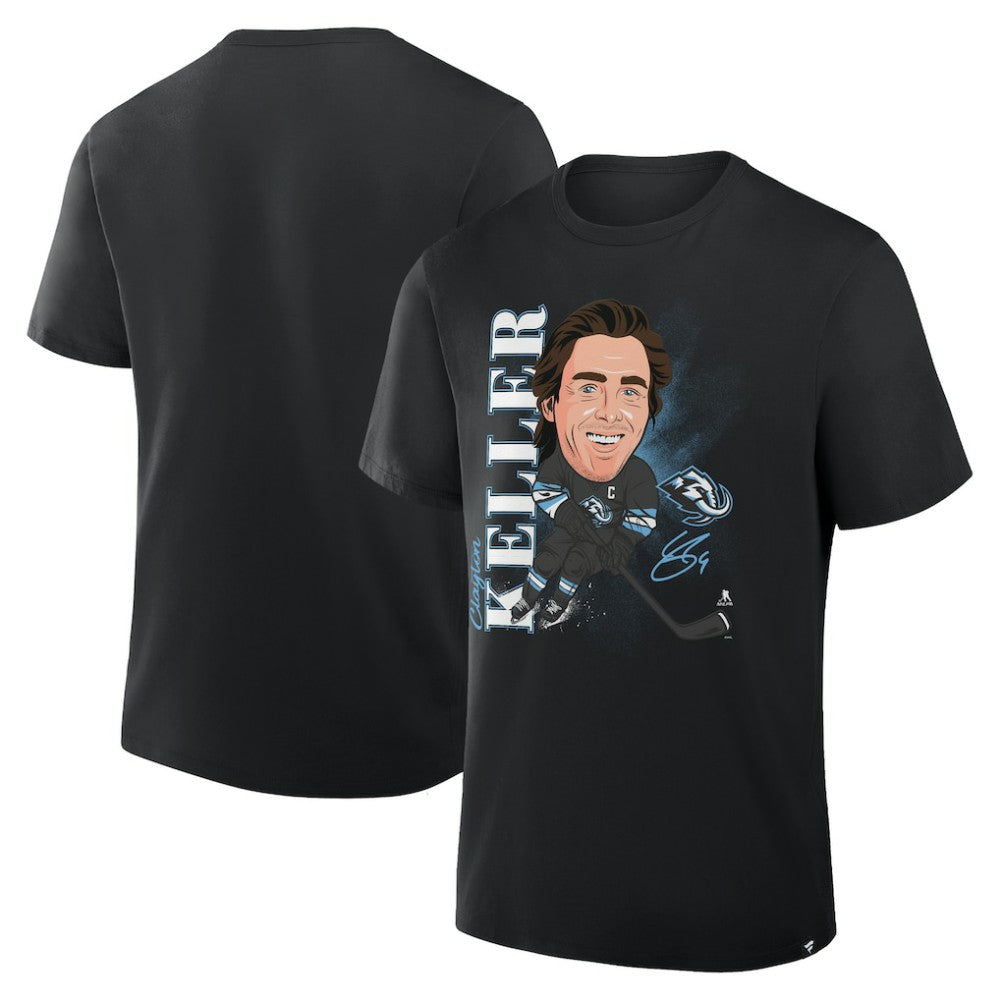 Clayton Keller Utah Mammoth Fanatics Caricature Player T-Shirt - Black - NHL 2001709064