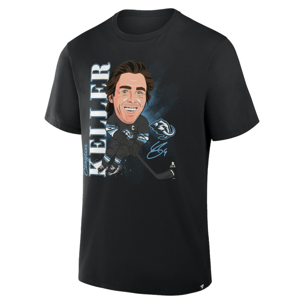 Clayton Keller Utah Mammoth Fanatics Caricature Player T-Shirt - Black - NHL 2001709064