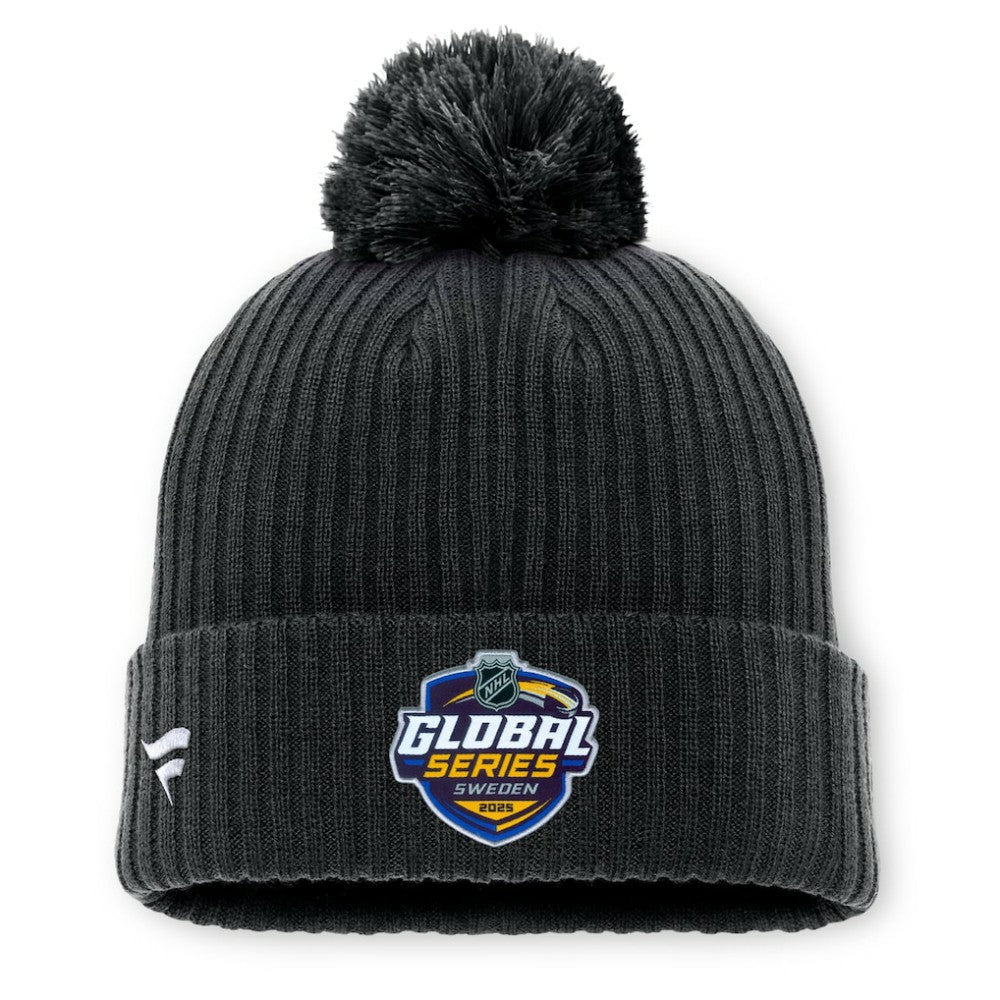 Pittsburgh Penguins Fanatics 2025 NHL Global Series Sweden Cuffed Knit Hat with Pom - Black - NHL 2001712891