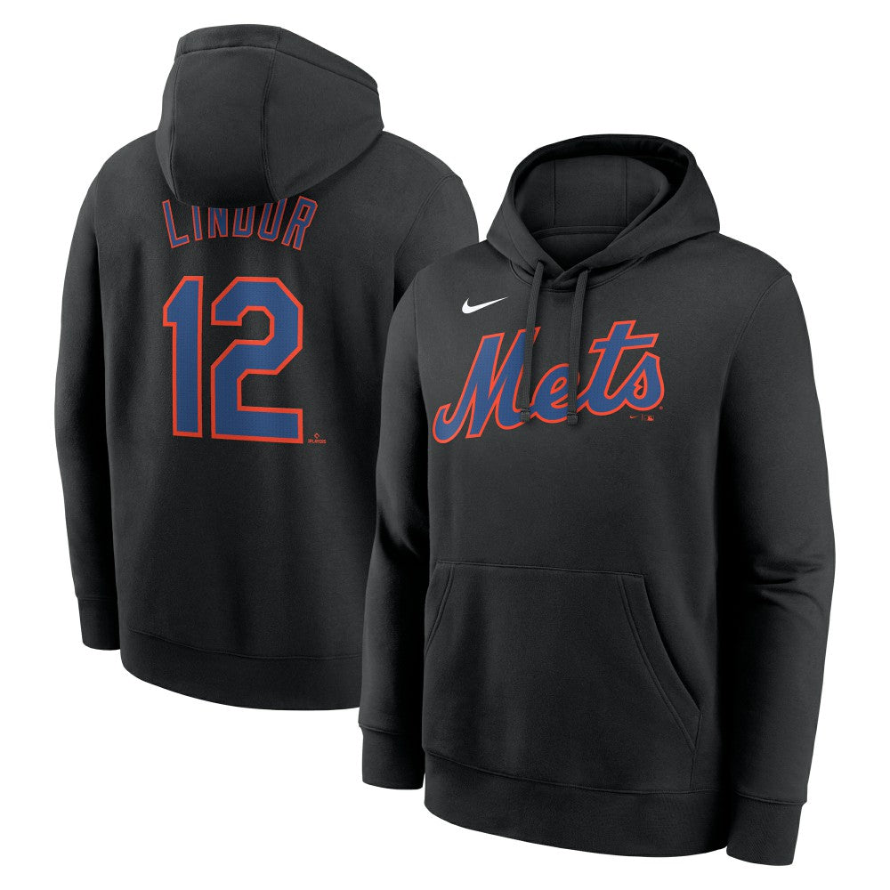 Francisco Lindor New York Mets Nike Player Name & Number Club Pullover Hoodie - Black - Nike Lifestyle