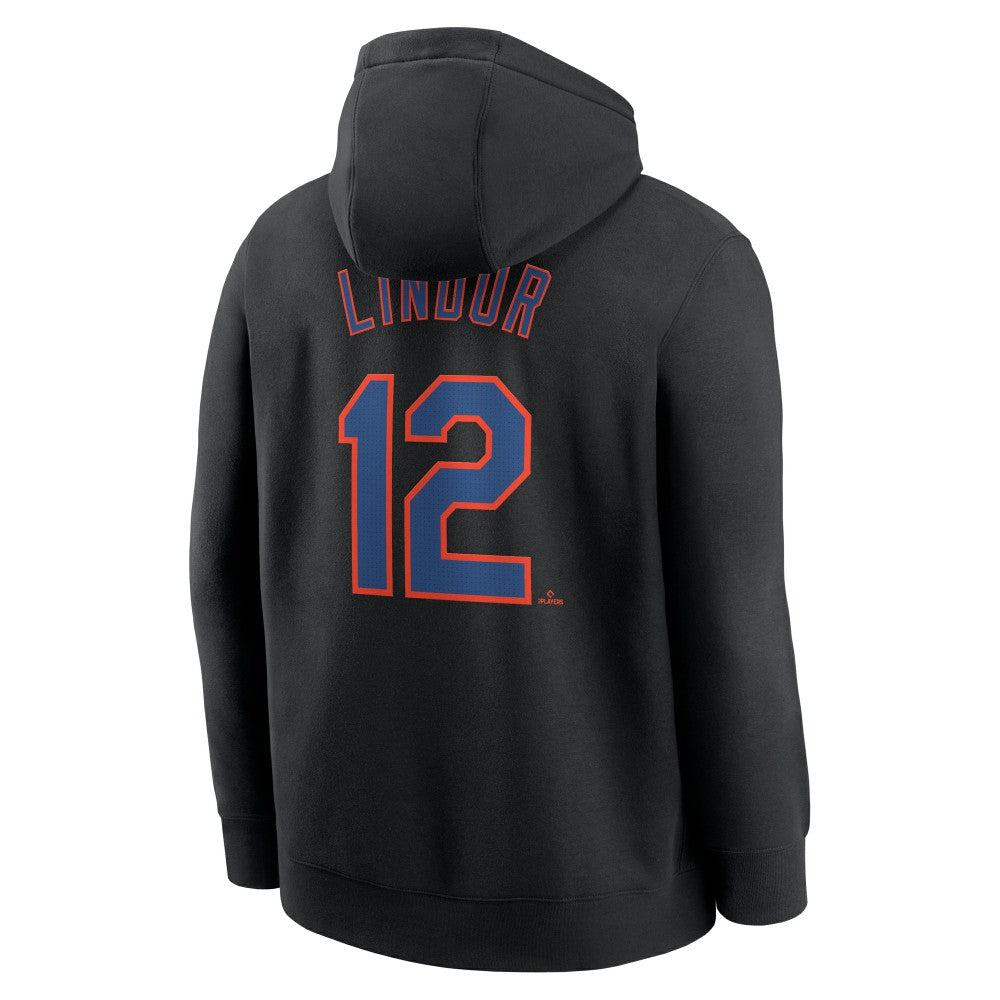 Francisco Lindor New York Mets Nike Player Name & Number Club Pullover Hoodie - Black - Nike Lifestyle