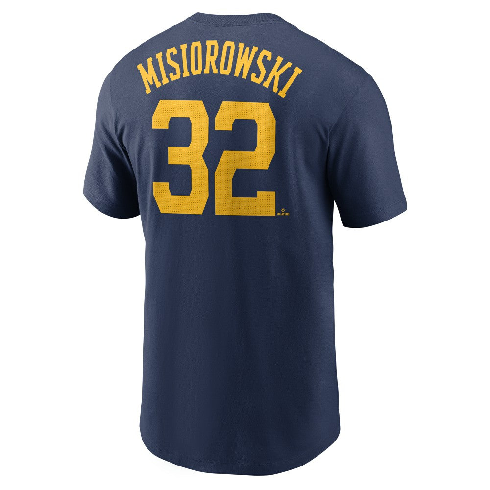 Jacob Misiorowski Milwaukee Brewers Nike Fuse Name & Number T-Shirt - Navy - Nike on Sale