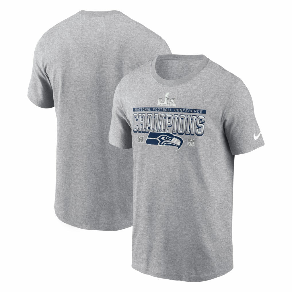 Nike Seattle Seahawks 2025 NFC Champions Locker Room Trophy Collection T-Shirt Heather Gray