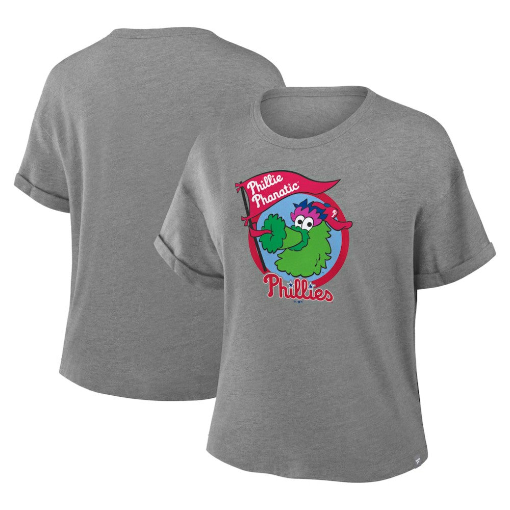 Philadelphia Phillies Fanatics Women's Tribute IYKYK Tri-Blend Boxy T-Shirt - Heather Gray - Fanatics Lifestyle