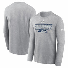 Nike Seattle Seahawks 2025 NFC Champions Locker Room Trophy Collection Long Sleeve T-Shirt Heather Gray