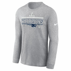 Nike New England Patriots 2025 AFC Champions Locker Room Trophy Collection Long Sleeve T-Shirt Heather Gray