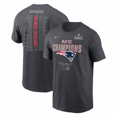 Nike New England Patriots 2025 AFC Champions Roster T-Shirt Anthracite