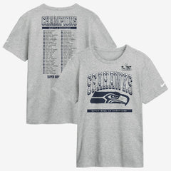 Nike Seattle Seahawks Super Bowl LX Champions Ice Classic Roster T-Shirt Heather Gray