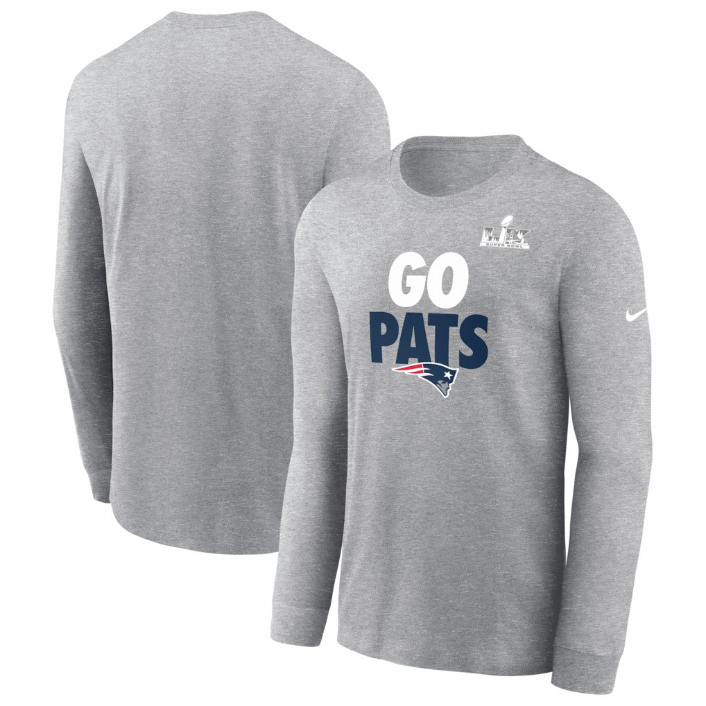 Nike New England Patriots Super Bowl LX Fast As Fast Gets Long Sleeve T-Shirt Heather Gray
