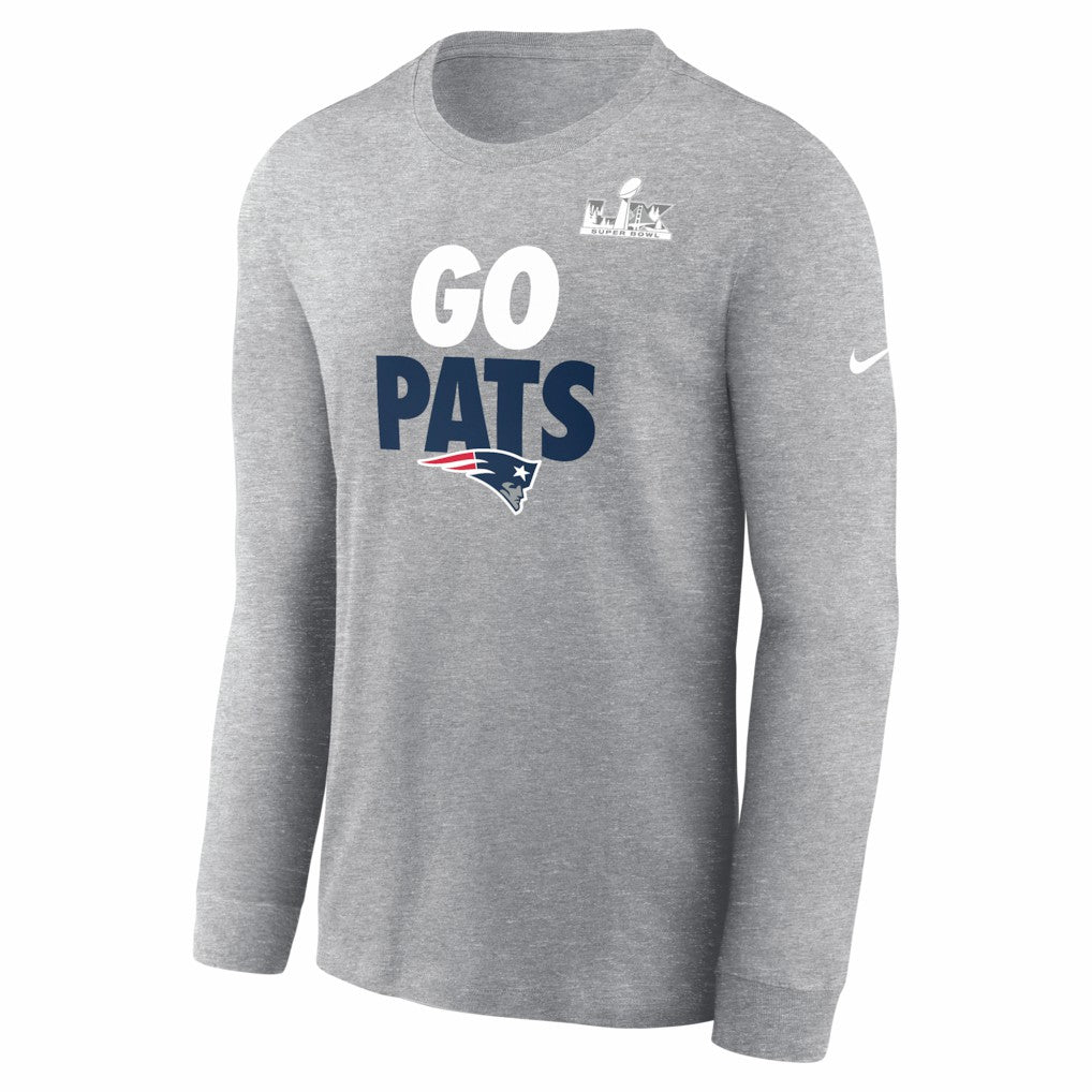 Nike New England Patriots Super Bowl LX Fast As Fast Gets Long Sleeve T-Shirt Heather Gray