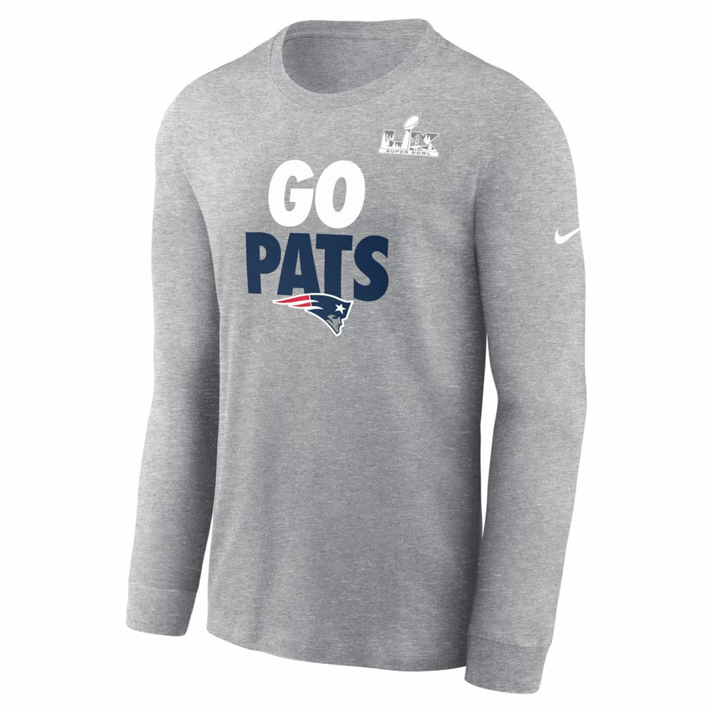 Nike New England Patriots Super Bowl LX Fast As Fast Gets Long Sleeve T-Shirt Heather Gray