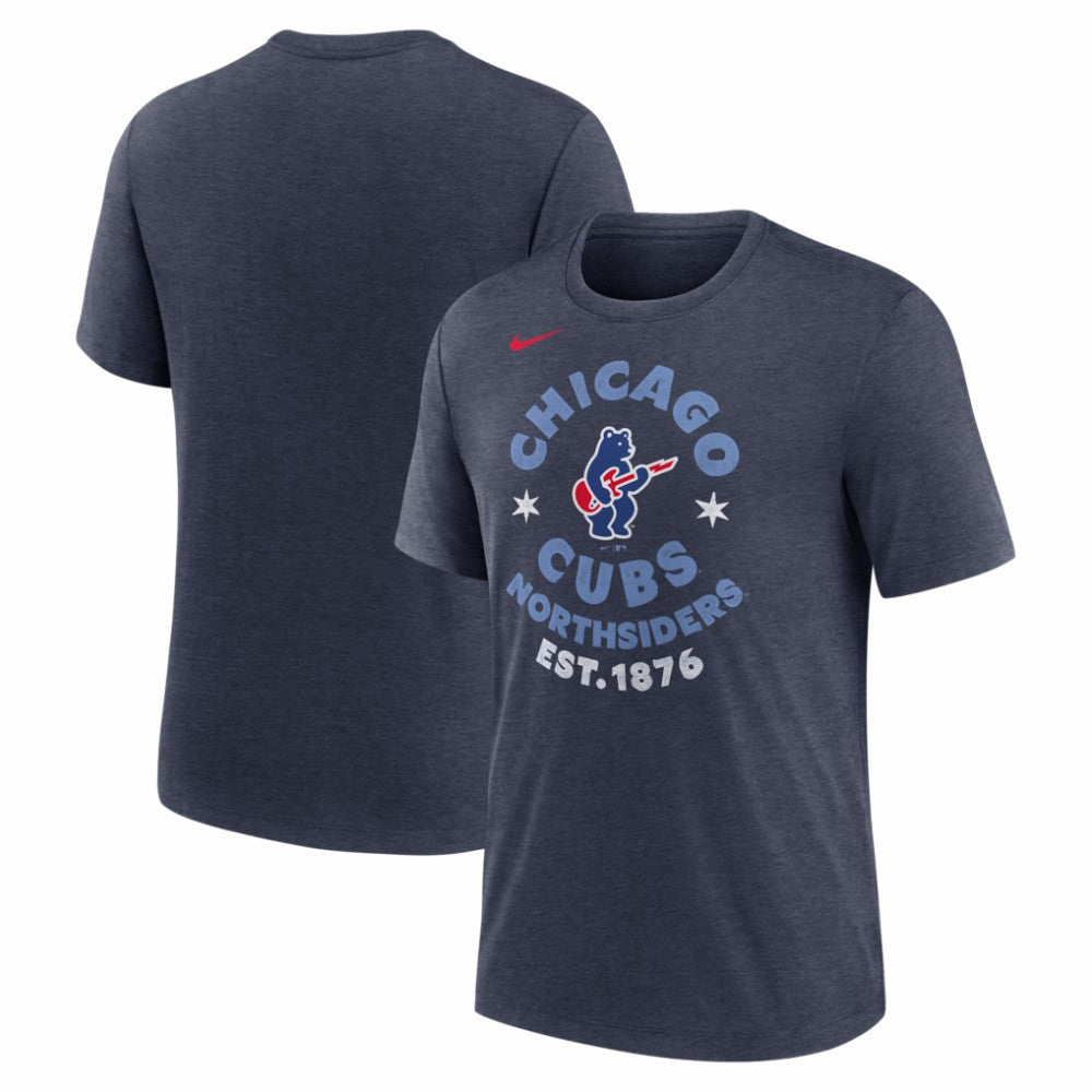 Chicago Cubs Nike Electric Bear Tri-Blend T-Shirt - Heather Navy - Nike on Sale