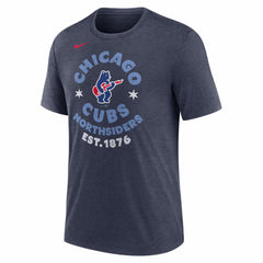 Chicago Cubs Nike Electric Bear Tri-Blend T-Shirt - Heather Navy - Nike on Sale