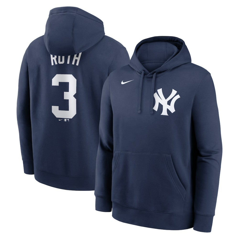 Babe Ruth New York Yankees Nike Retired Player Name & Number Club Pullover Hoodie - Navy - Nike Lifestyle