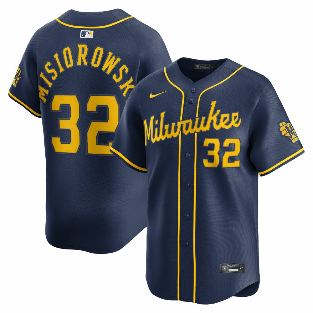 Jacob Misiorowski Milwaukee Brewers Nike Alternate Limited Jersey - Navy - Nike Sale