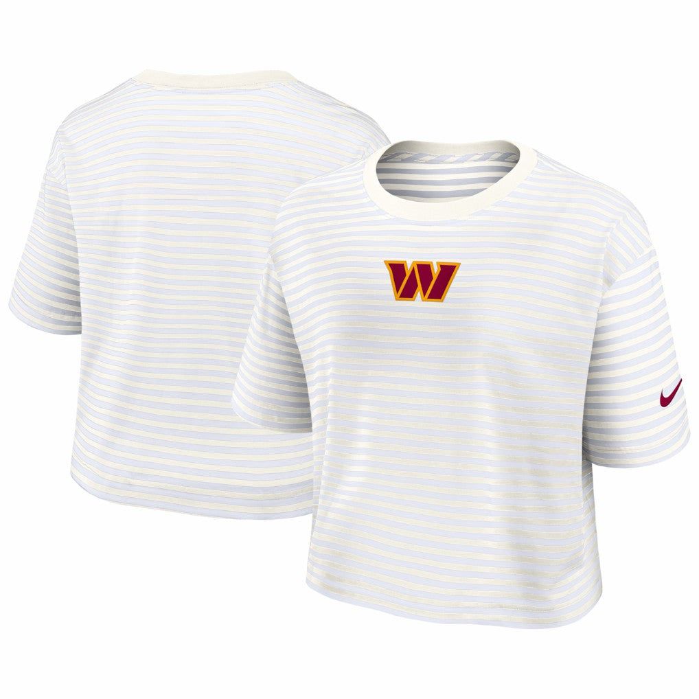 Nike Washington Commanders Women's Striped Cropped T-Shirt Yellow/Cream