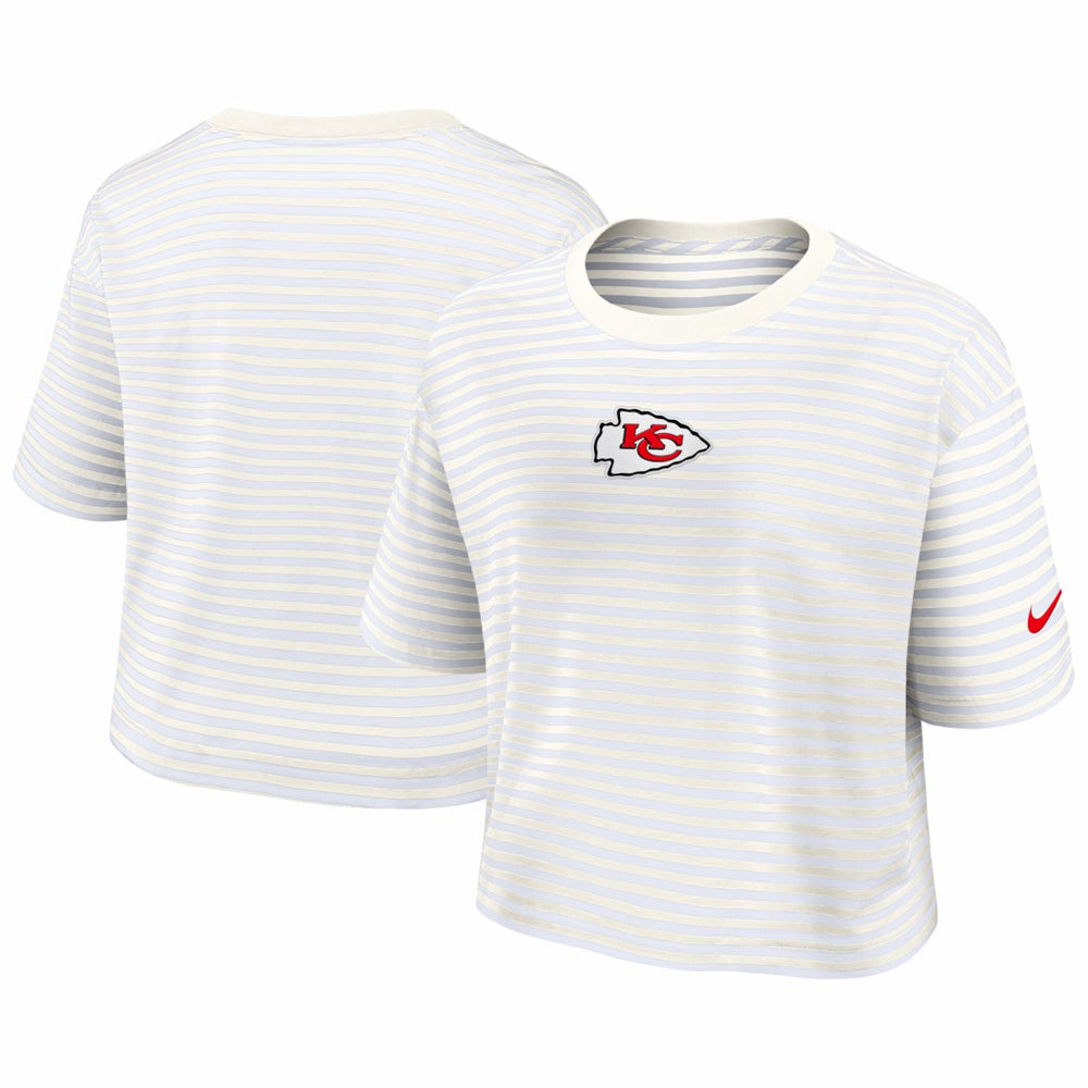 Nike Kansas City Chiefs Women's Striped Cropped T-Shirt Yellow/Cream