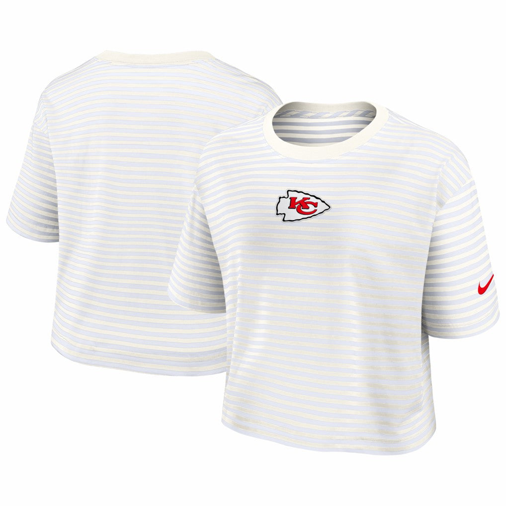 Nike Kansas City Chiefs Women's Striped Cropped T-Shirt Yellow/Cream