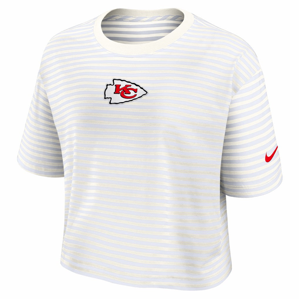 Nike Kansas City Chiefs Women's Striped Cropped T-Shirt Yellow/Cream