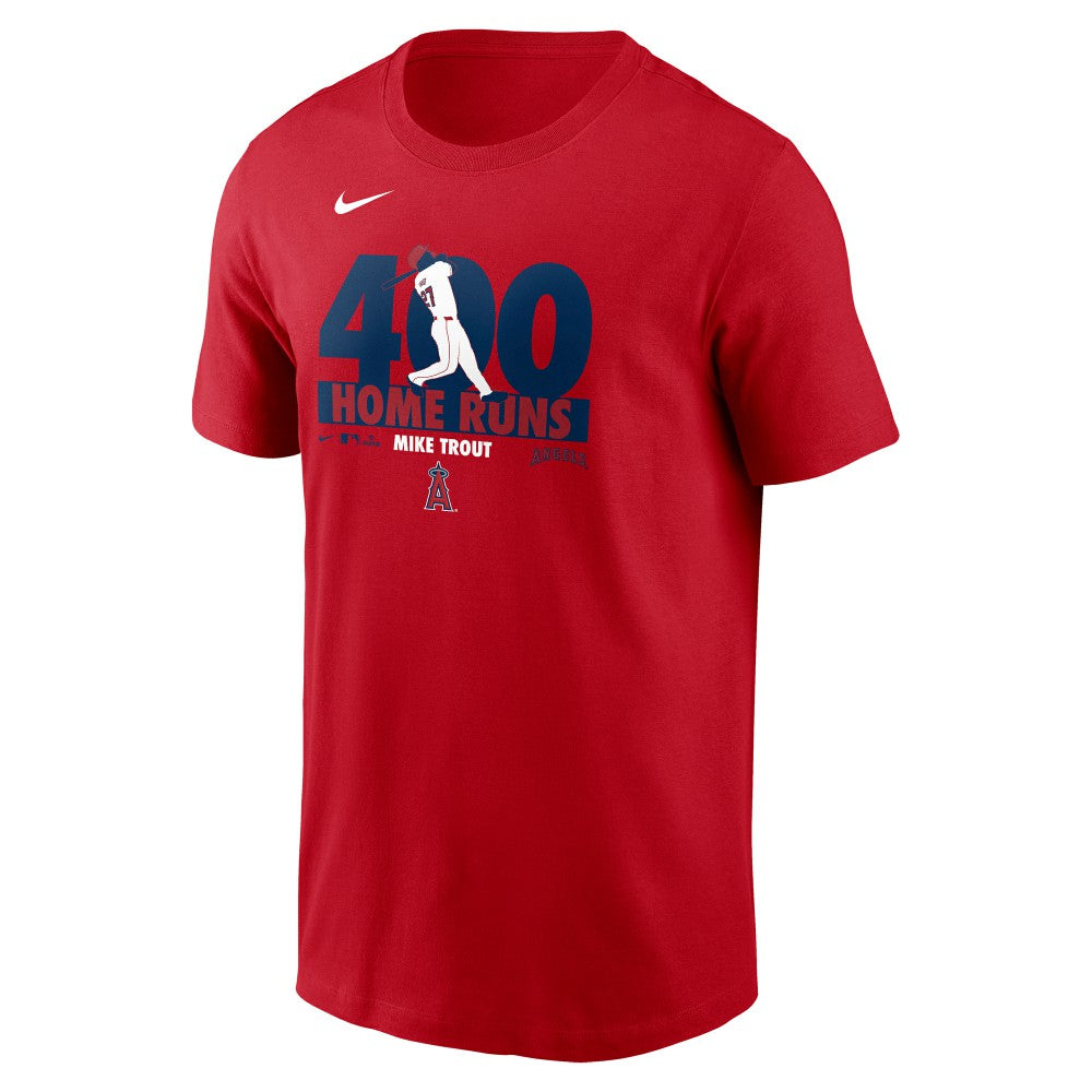Mike Trout Los Angeles Angels Nike 400 Career Home Runs T-Shirt - Red - Nike Lifestyle