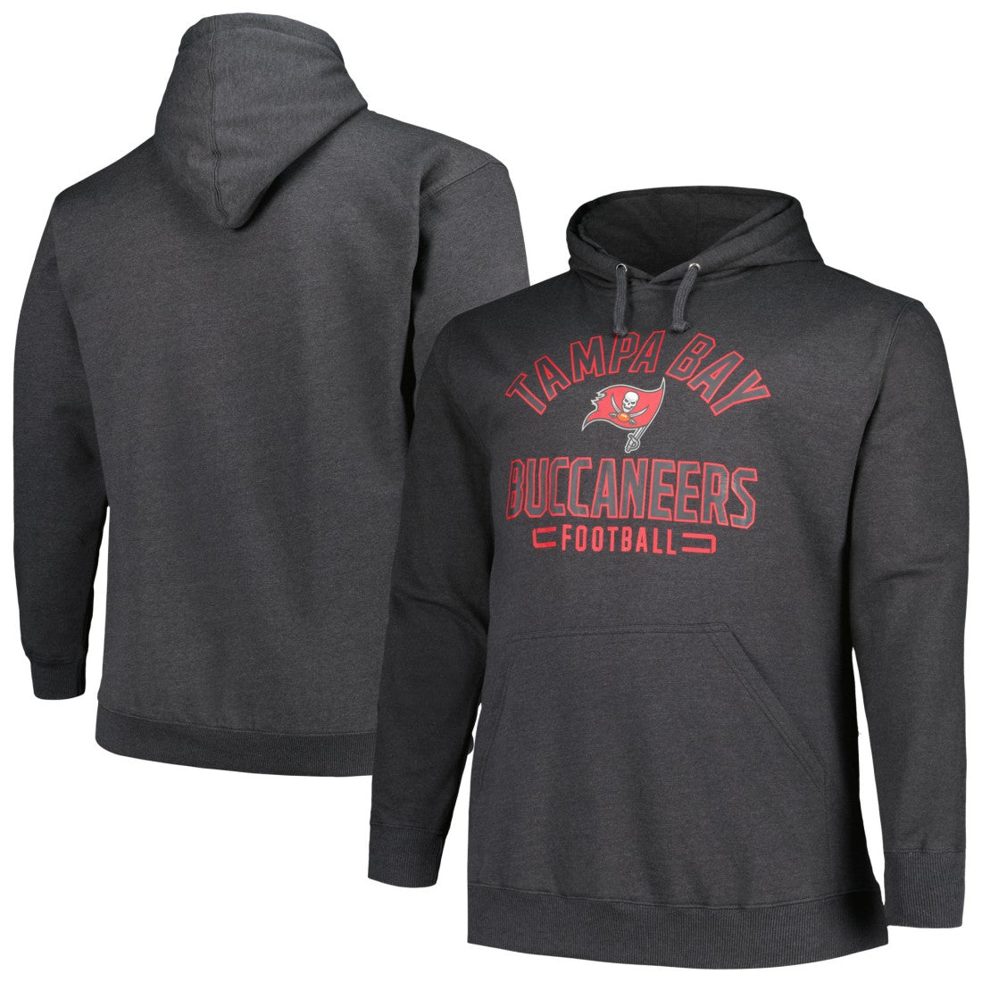 Fanatics Tampa Bay Buccaneers Big & Tall Pullover Hoodie Heather Charcoal