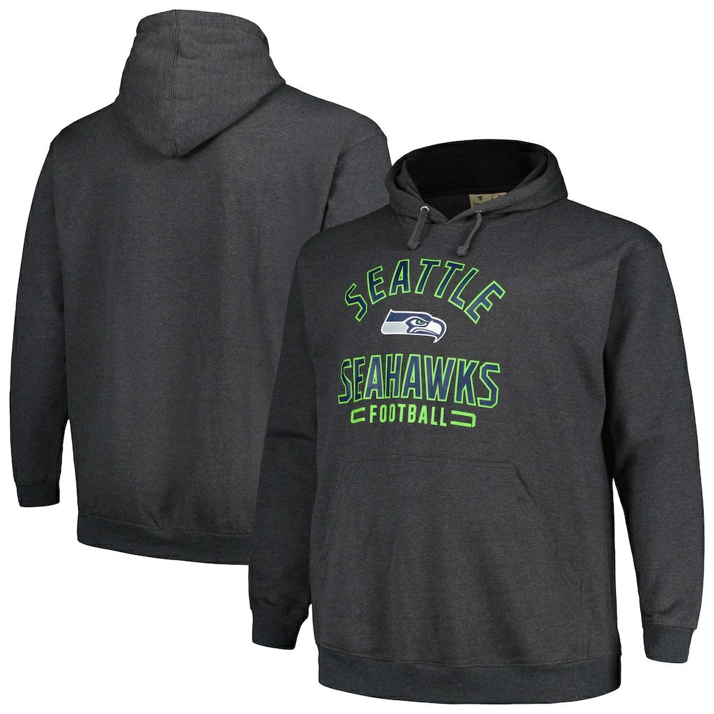 Fanatics Seattle Seahawks Big & Tall Pullover Hoodie Heather Charcoal