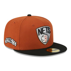 Brooklyn Nets Two-Tone 59FIFTY Fitted Hat Rust/Black | New Era