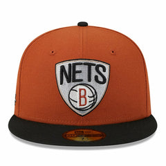 Brooklyn Nets Two-Tone 59FIFTY Fitted Hat Rust/Black | New Era