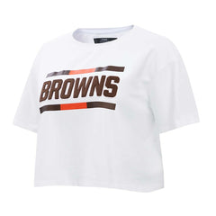Cleveland Browns Pro Standard Women's New Helmet Capsule Cropped T-Shirt White