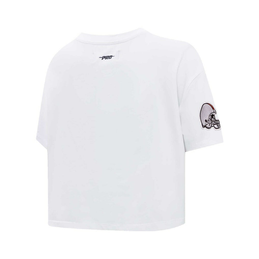 Cleveland Browns Pro Standard Women's New Helmet Capsule Cropped T-Shirt White