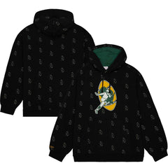 Mitchell & Ness Green Bay Packers Allover Print Fleece Pullover Hoodie Black