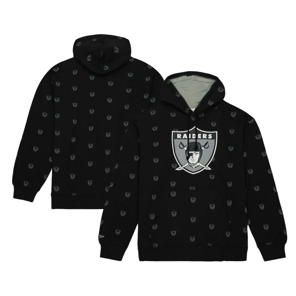 Mitchell & Ness Las Vegas Raiders Allover Print Fleece Pullover Hoodie Black